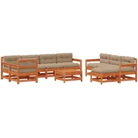 vidaXL Garten-Lounge-Set 10-tlg. Wachsbraun