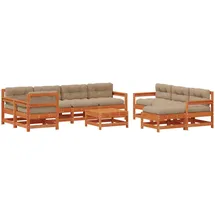 vidaXL Garten-Lounge-Set 10-tlg. Wachsbraun