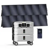 IEE 5120Wh Solargenerator mit 2x500W Solarpanel, 5000W Tragbare Powerstation, LiFePO4 Batterie, 220V-240V, erweiterbar auf 10kWh, für OutdoorCamping, Reise, Stromausfälle