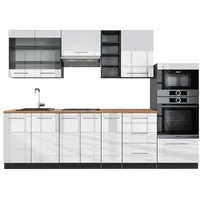 Vicco Küchenzeile Weiß Hochglanz/Anthrazit 280 cm, AP Eiche