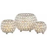 amagohome Teelichthalter Set 3-teilig Crystal Silber