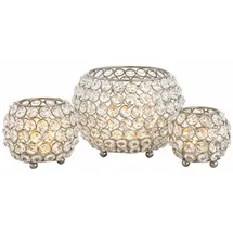 amagohome Teelichthalter Set 3-teilig Crystal Silber