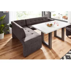 exxpo - sofa fashion Barista 197 x 82 x 265 cm Luxus-Microfaser langer Schenkel rechts dunkelbraun