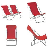 vidaXL Klappbare Strandstühle 2 Stk. Stahl und Oxford Gewebe Rot - Strandstuhl - Strandstühle - Liegestuhl - Liegestühle