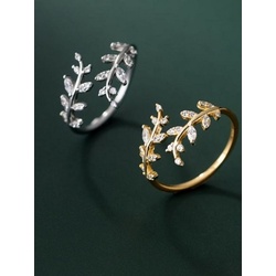 Brautkrone Fingerring Ring Zirkonia größenverstellbar silber gold (1-teilig, 1 Ring) goldfarben