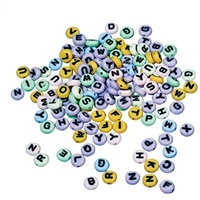Rayher 1610049 Plastik-Buchstaben-Perlen rund, 8 mm, Blisterkarte 40 g,