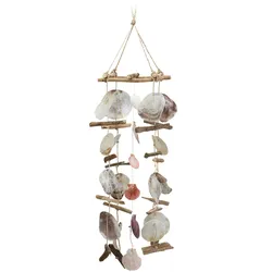 Relaxdays Windspiel mit Treibholz, Capiz-Muscheln, Jakobsmuscheln, großes Klangspiel als Strand Deko für Garten, bunt