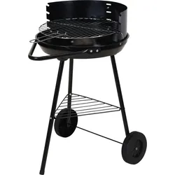 Grillwagen schwarz mit Räder Gartengrill Holzkohlegrill Standgrill Rundgrill