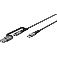 Goobay 2in1 USB-Textilkabel, spacegrau/silber, 3 m