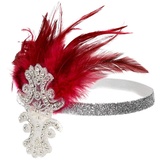 carol -1 Damen 1920s Stirnband mit Feder 20er Jahre Stil Flapper Haarband Inspiriert von Great Gatsby Damen Kostüm Accessoires Retro Stirnband Charleston Haarband Fasching Kostüm Accessoires - Einheitsgröße