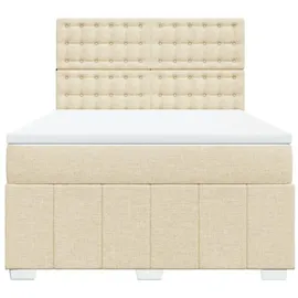 vidaXL Boxspringbett mit Matratze Creme 160x200 cm Stoff - Creme