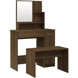 vidaXL Schminktisch-set Braun Eichen-Optik 86,5x35x136 cm