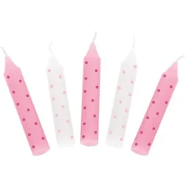 GoKi Geburtstagskerzen-Set 10 St. rosa gepunktet