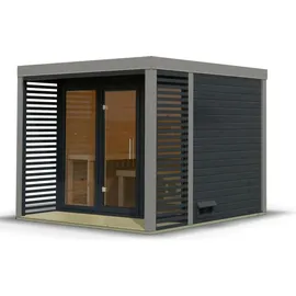Karibu 38 mm Saunahaus Ares 3 Anthrazit/Graualuminium ohne Ofen