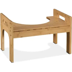Relaxdays Toilettenhocker, Stuhlgang Unterstützung, WC Hocker für Erwachsene, Bambus, HxBxT 28,5 x 45,5 x 28,5 cm, natur