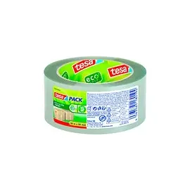 Tesa Packband ECO Ultra Strong ecoLogo & transparentes Kunststoff-Packband mit extra starker Haftkraft - umweltfreundliches Klebeband, lösemittelfrei hergestellt - 66 m x 50 mm