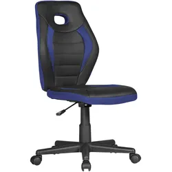 Kadima Design Jugenddrehstuhl, hohe Rückenlehne, Schulterunterstützung, Kunstleder und Mesh. Blau, 63x63x103 cm