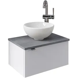 Saphir Waschtisch SAPHIR "Serie 6915 Waschschale mit Unterschrank für Gästebad, Gäste WC", weiß (weiß glanz, oxid dunkelgrau, weiß glanz), B:51cm H:39,8cm T:35cm, Waschtische, Waschtisch, 51 cm breit, 1 Tür, Waschtischplatte, kleine Bäder, ohne Armatur