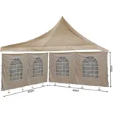 Quick Star Ersatzdach 4x4 m mit 2 Seitenwänden 4 x 0,4 x 1,93 m Beige