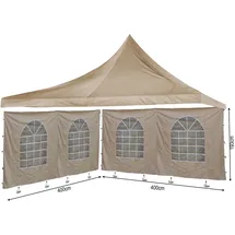 Quick Star Ersatzdach 4x4 m mit 2 Seitenwänden 4 x 0,4 x 1,93 m Beige