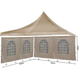 Quick Star Ersatzdach 4x4 m mit 2 Seitenwänden 4 x 0,4 x 1,93 m Beige
