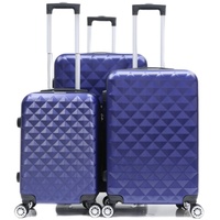 Cheffinger Koffer Koffer 3 tlg Hartschale Trolley Set Kofferset Handgepäck ABS-07, 4 Rollen lila