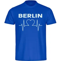 multifanshop Kinder T-Shirt - Berlin blau - Herzschlag - Druck weiß - Kind