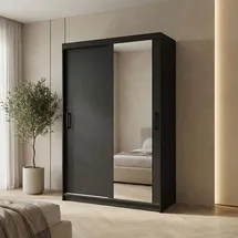beautysofa Schwebetürenschrank HELA 100 x 204,5 x 60 cm Schwarz
