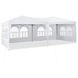 ZBAOLTO 3x6 Pavillon Faltpavillon, Gartenlauben Partyzelt mit UV-Schutz, Wasserdicht Stabil mit 6 Seitenteilen, Gartenpavillon für Hochzeiten Pavillon für Garten, Party, Festival (weiß)