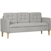 HOMCOM 3 Sitzer Sofa, Couch mit Stauraum, Holzbeine, Gepolsterter Polstersofa, Doppelsofa mit Samtoptik für Wohnzimmer, Schlafzimmer, 166,5 x 62 x 82 cm, Hellgrau