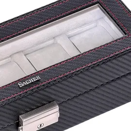 SACHER Uhrenbox für 5 Uhren Leder Schwarz