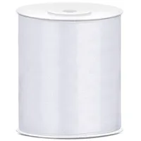 Partydeco Satin Geschenkband weiß 25m 100mm breit