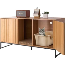 Vevor Katzenschrank, 1200x450x665 mm, Katzentoilette mit Kratzpad & Stauraum, Katzenklo Schrank, Katzenhaus, passend für die meisten Katzentoiletten, für Schlafzimmer & Wohnzimmer
