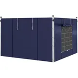 Outsunny Sichtschutz-Wand mit Fenster Tür, Blau 295L x 195H cm