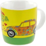 BRISA VW Collection - Volkswagen Käfer Beetle Kaffee-Tee-Tasse-Becher-Haferl für Zuhause, Camping & Outdoor (Blumen)