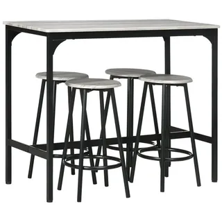 Homcom Bartisch mit Barhocker Set, 5-tlg. Bartisch-Set, Bartisch mit 4 Barhocker