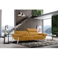 Egoitaliano 2,5-Sitzer Anais, Designsofa mit erstklassigem Sitzkomfort, Fußfarbe chrom, Kopfteil verstellbar, 232 cm, Luxus-Microfaser Lederoptik, gelb gelb