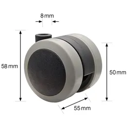 Wagner Möbelrollen Set / 50 mm, Softlauffläche, Tragkraft 50 kg/Rolle - Durchmesser Ø Anschraubplatte 42 x 42 cm, 2 mit - 01222304