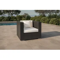 OUTFLEXX Sessel, creme/weiß, schwarz, Polyrattan, inkl. Polster und Kissen, wasserfeste Kissenbox