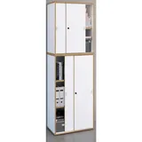VCM my office Schiebetürenschrank Salia, 920805 honig-eiche, weiß 4 Fachböden 60,0 cm 37,4 cm