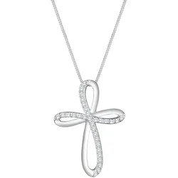 Elli PREMIUM Kreuz Zirkonia Religion 925 Silber Kommunion 45 Damen 