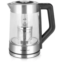 EMERIO WK-122730 Teebereiter Edelstahl, Schwarz, Glas
