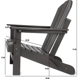 ASPERO Gartenstuhl Adirondack 75 x 75 x 83 cm grau