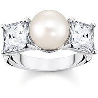 Thomas Sabo TR2408-167-14 Damen-Ring Perle und Weiße Steine Silber, 56/17,8