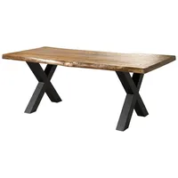 MASSIVMOEBEL24.DE Baumtisch Mango 200x100x77 natur lackiert / X-Beine anthrazit