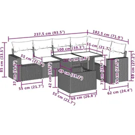vidaXL Gartensofa-Set 7-tlg. grau