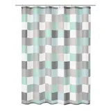 KLEINE WOLKE Duschvorhang Check 180 x 200 cm blau