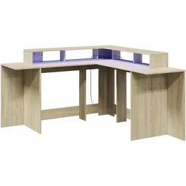 vidaXL LED-Schreibtisch Sonoma-Eiche 152x152x91 cm Holzwerkstoff