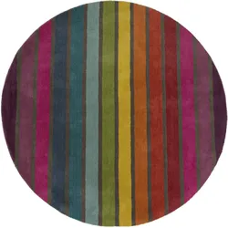 Wollteppich FLAIR RUGS "Candy", bunt (multi), H:10mm Ø:160cm, Wolle, Teppiche, aus 100% Wolle, Design mit Streifen, mehrfarbig gemustert, bunt
