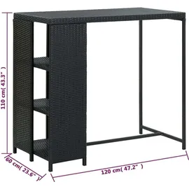 vidaXL Bartisch mit Regal 120 x 60 x 110 cm Schwarz